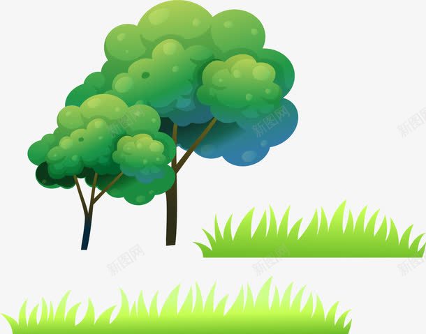 卡通树png免抠素材_新图网 https://ixintu.com 卡通树枝 树 树叶 植物 环保 绿色