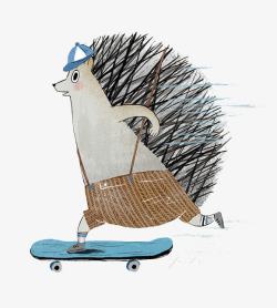 滑板刺猬插画素材