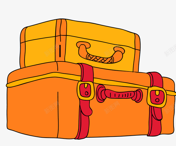卡通手绘黄色的行李箱子png免抠素材_新图网 https://ixintu.com 创意 动漫动画 卡通 手绘 行李箱子 黄色的行李包
