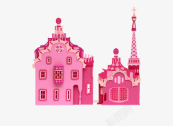 粉色建筑物矢量图素材