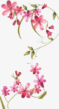 粉色手绘花朵植物美景素材