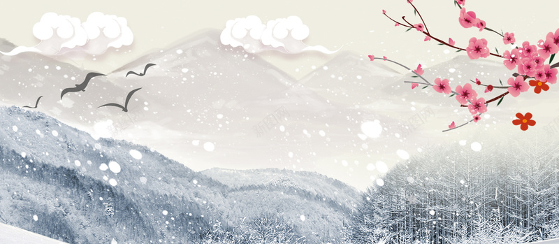 冬季雪花手绘背景背景