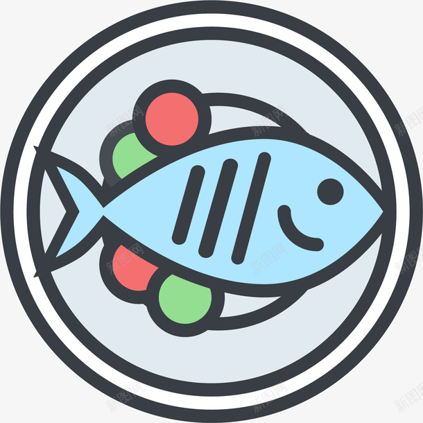 盘子中的鱼png免抠素材_新图网 https://ixintu.com 手绘画 矢量装饰 装饰 装饰画 食物 鱼
