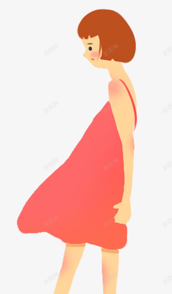 卡通手绘红色裙子女孩png免抠素材_新图网 https://ixintu.com 卡通 卡通手绘红色裙子女孩 女孩 手绘 短发 红色 裙子