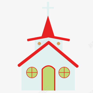 彩色扁平化几何教堂元素矢量图图标图标