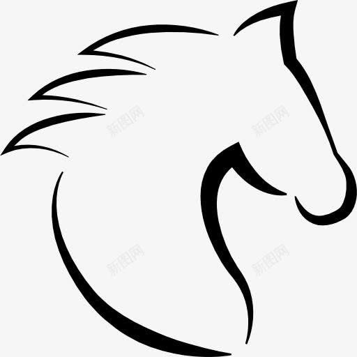 马的头和头发的轮廓从侧面图标png_新图网 https://ixintu.com 动物 头 头发 轮廓 马