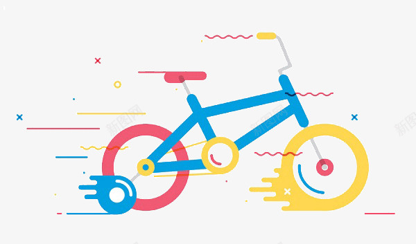自行车插画png免抠素材_新图网 https://ixintu.com 创意 彩色 插画 自行车