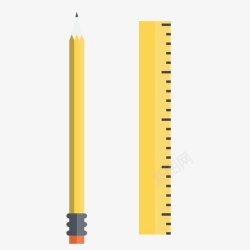 黄色直尺铅笔素材
