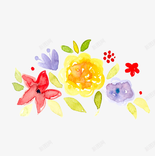 水彩绘彩色花朵植物png免抠素材_新图网 https://ixintu.com 卡通花卉 水彩绘 背景装饰 花朵 鲜花植物