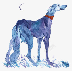 创意水彩手绘狗狗素材