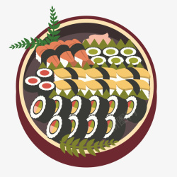 一锅美味寿司矢量图素材