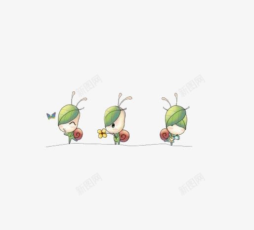 三只可爱的小蜗牛psd免抠素材_新图网 https://ixintu.com 动物 卡通 蜗牛
