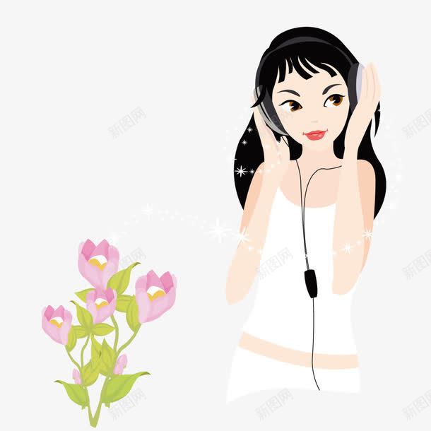 戴耳机听音乐的美女png免抠素材_新图网 https://ixintu.com 美女 耳机 音乐