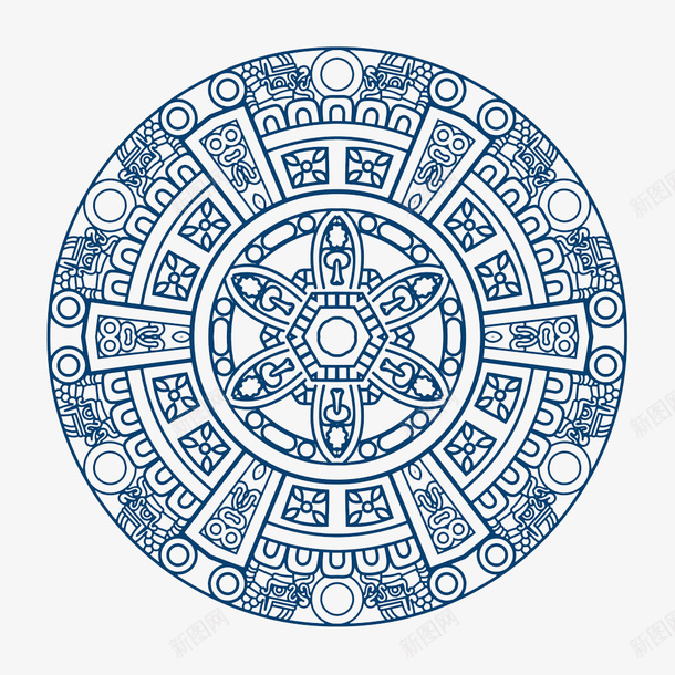 蓝色花纹墨西哥png免抠素材_新图网 https://ixintu.com 墨西哥符号 墨西哥花纹 外国古典花纹
