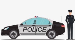 一个警察一个警察与黑色警车矢量图高清图片