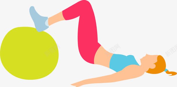 瑜伽球恢复训练png免抠素材_新图网 https://ixintu.com 卡通手绘 康复训练 理疗 瑜伽球 运动康复