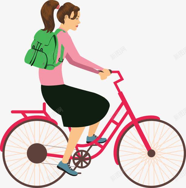 背着背包骑自行车的女孩png免抠素材_新图网 https://ixintu.com 单车 卡通人 卡通骑车的人 女孩 矢量骑车的人 背包 自行车 骑自行车 骑车 骑车人