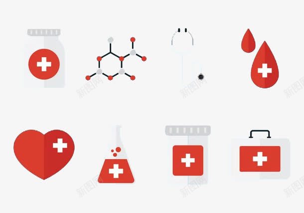 卡通医学红十字医药箱png免抠素材_新图网 https://ixintu.com 医学 十字架 爱心 红色