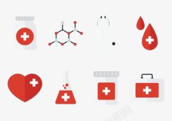 卡通医学红十字医药箱素材
