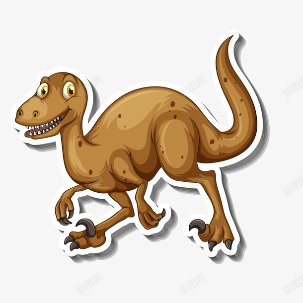 卡通棕色的恐龙矢量图ai免抠素材_新图网 https://ixintu.com 动物 卡通 恐龙 标签设计 棕色 牙齿 矢量图