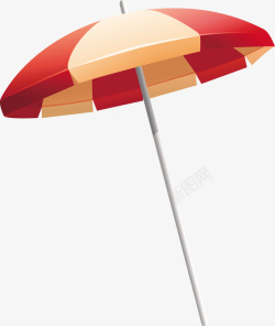 一把红色海边遮阳伞矢量图素材