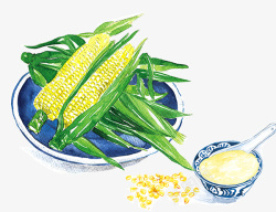 手绘水彩美食玉米素材