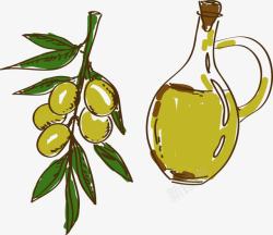 卡通手绘橄榄橄榄油素材