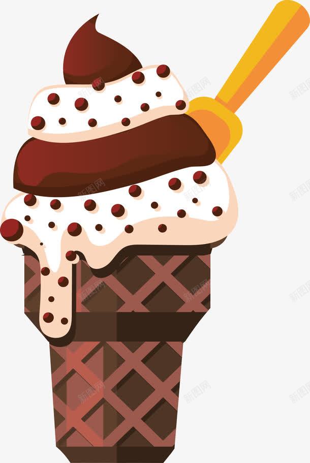 香草巧克力冰激凌png免抠素材_新图网 https://ixintu.com 冰激凌 双色冰激凌 巧克力蛋筒
