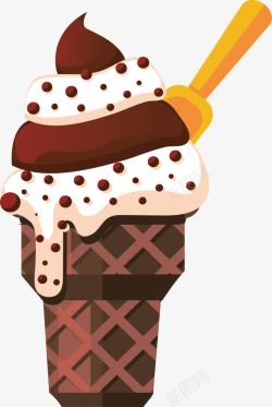 双色冰激凌香草巧克力冰激凌高清图片