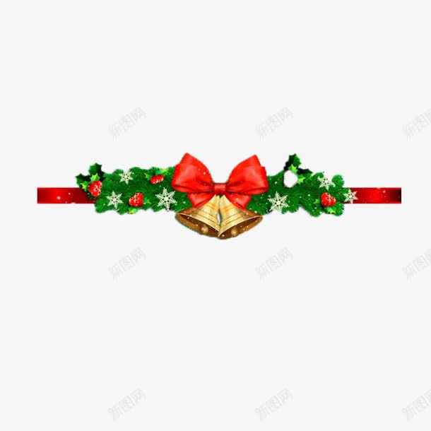 圣诞节横条元素png免抠素材_新图网 https://ixintu.com 叶子 圣诞节 横条 装饰 铃铛