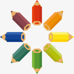 八只彩色铅笔矢量图素材