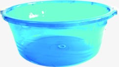 蓝色塑料盆透明水盆素材
