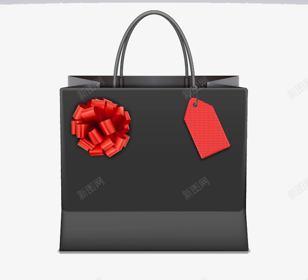 黑色购物袋矢量图ai免抠素材_新图网 https://ixintu.com 红色花朵 购物袋 购物袋设计 黑色 矢量图