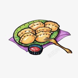 吃炸好的饺子吃炸好的饺子高清图片