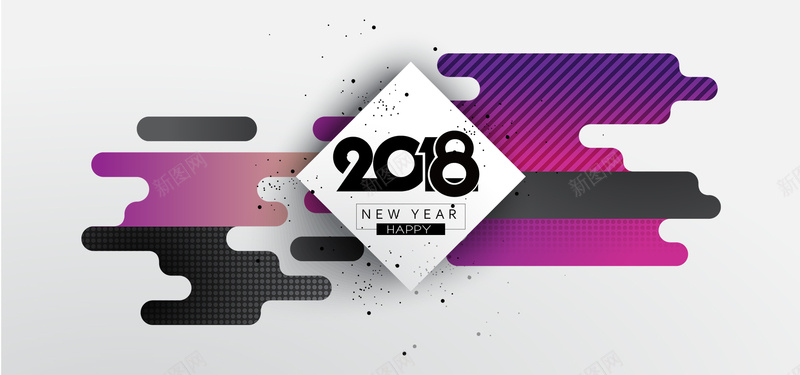 2018创意bannerpsd设计背景_新图网 https://ixintu.com 几何 几何图形形状字体设计 抽象元旦 抽象背景 新年 点状 现代 绘画背景 艺术色彩