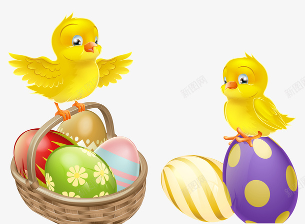 小鸡与彩蛋png免抠素材_新图网 https://ixintu.com 动物 动物蛋 卵 彩色 鸟蛋 鸡蛋