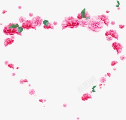 粉色手绘甜美花朵爱心素材