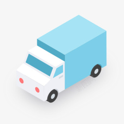 一辆货车立体插画蓝色创意货车元素高清图片