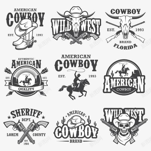 牛仔图标png_新图网 https://ixintu.com 图标设计 枪支 标志设计 牛仔 牛仔帽