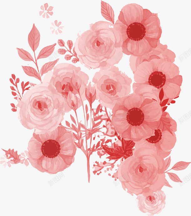水彩花卉矢量图eps免抠素材_新图网 https://ixintu.com 剪影 水彩 玫瑰花 花卉 矢量图