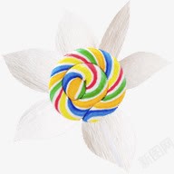 彩色螺旋棒棒糖花朵素材