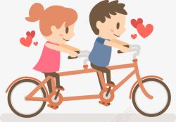卡通情侣骑自行车素材