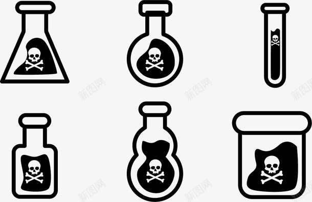 瓶子矢量图图标ai_新图网 https://ixintu.com 手绘 毒药 瓶子 黑色 矢量图