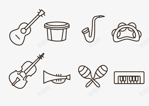 乐器纹理可自行上色矢量图eps免抠素材_新图网 https://ixintu.com 乐器 活动 音乐 矢量图