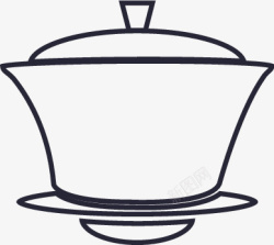 黑陶盖碗盖碗线条矢量图高清图片