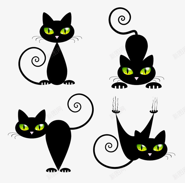 黑色卡通手绘猫图标psd_新图网 https://ixintu.com 卡通 手绘 猫 黑色猫