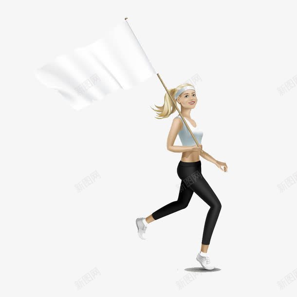 举着旗跑步的卡通美女png免抠素材_新图网 https://ixintu.com 卡通美女 旗 跑步