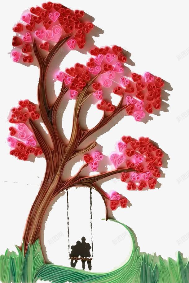 卷纸制作的红色树png免抠素材_新图网 https://ixintu.com 卷纸 多个心形 手工作品 红色树