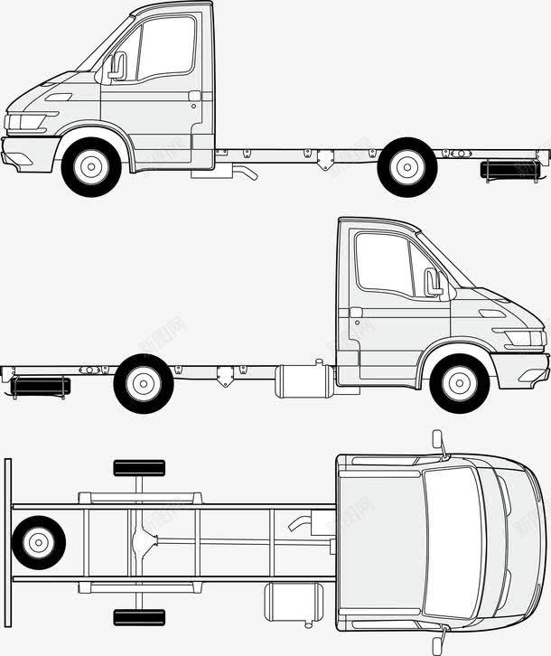 货车三视图png免抠素材_新图网 https://ixintu.com eps源文件 三视图 货车 车俯视