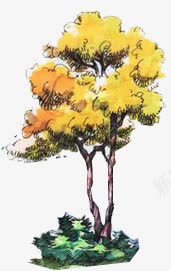 手绘黄色树木园林植物png免抠素材_新图网 https://ixintu.com 园林 树木 植物 黄色